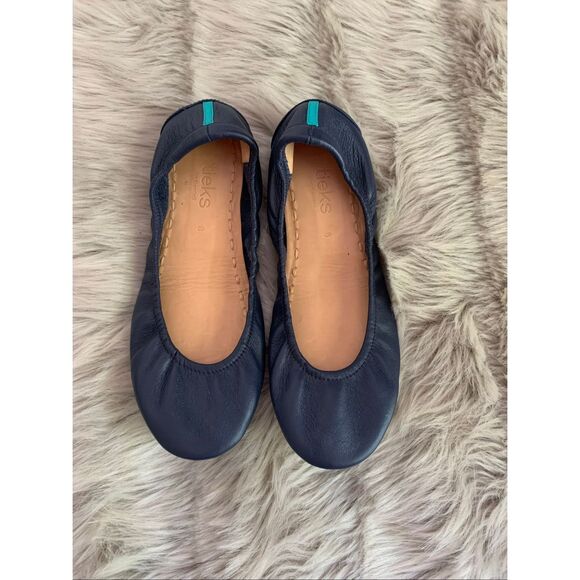 Tieks Leather Ballet Luxury Flat Shoes In California  Navy Blue Size 8 - Picture 1 of 5